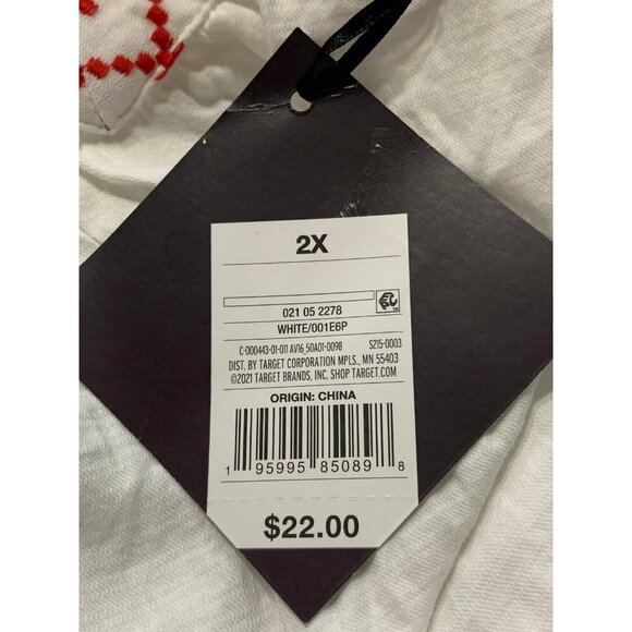 2X - Womens Woven Swing V-Neck Cami - Ava Viv - White - Picture 4 of 5